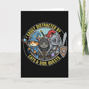 Gamer Easily Distracted By Cats Side Quests Rpg Ca Card