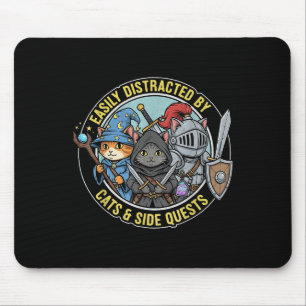 Gamer Easily Distracted By Cats Side Quests Rpg Ca Mouse Mat