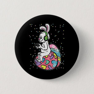 Gamer Easter Bunny Rabbit Video Game Player With C 6 Cm Round Badge