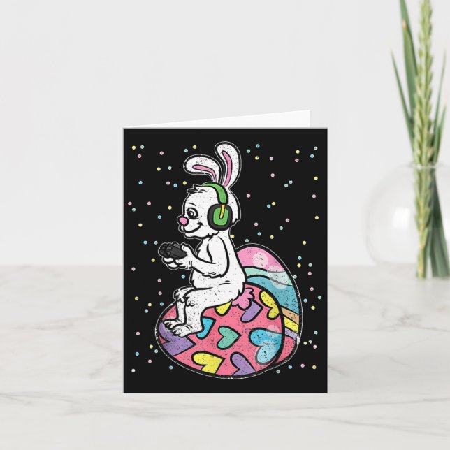 Gamer Easter Bunny Rabbit Video Game Player With C Card (Front)