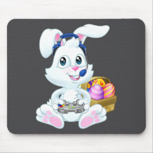 Gamer Easter Bunny Rabbit Video Game Player With C Mouse Mat