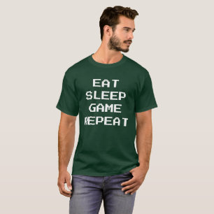 Gamer: Eat, Sleep, Game, Repeat with Pixel Text T-Shirt