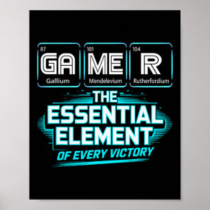 Gamer Element Periodic Table Chemistry Science Pla Poster