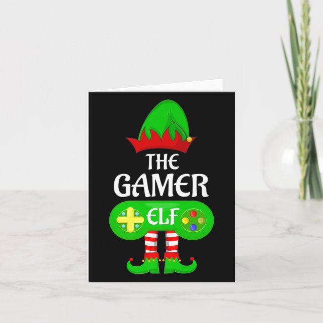 Gamer Elf Christmas Family Video Gaming Elf Squad  Card (Front)