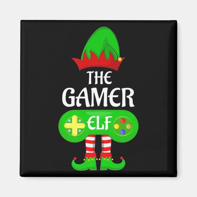 Gamer Elf Christmas Family Video Gaming Elf Squad  Magnet (Front)