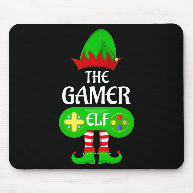 Gamer Elf Christmas Family Video Gaming Elf Squad  Mouse Mat (Front)
