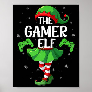 Gamer Elf Christmas Girls Women Elf Squad Xmas Fam Poster
