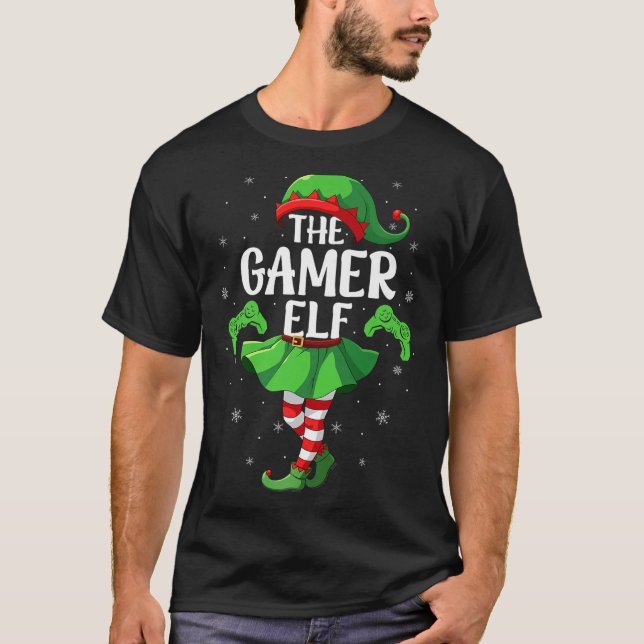 Gamer Elf Christmas Girls Women Elf Squad Xmas Fam T-Shirt (Front)