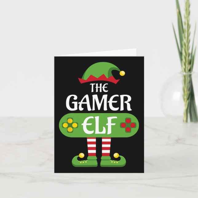 Gamer Elf Christmas Matching Group Family  Card (Front)