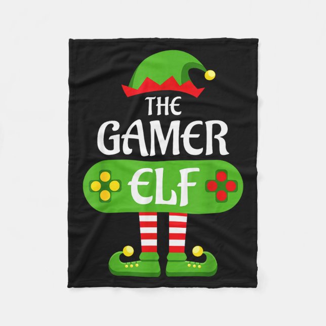 Gamer Elf Christmas Matching Group Family  Fleece Blanket (Front)
