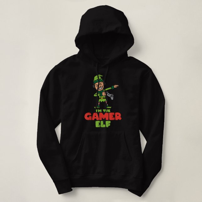 Gamer Elf Dab Xmas Christmas Family Boys Kids Men  Hoodie (Design Front)