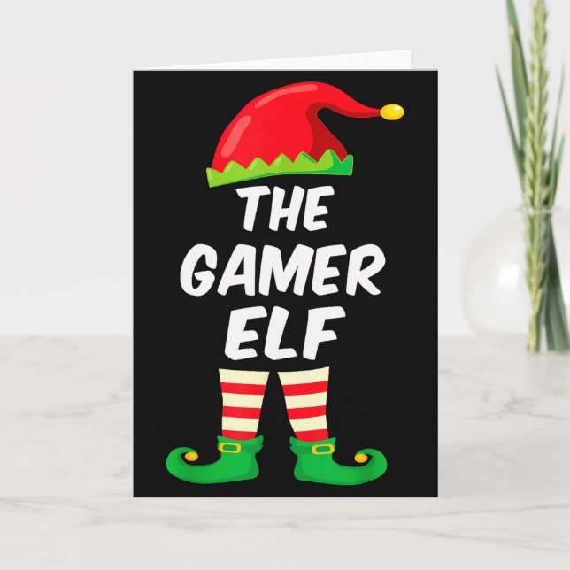 Gamer Elf Family Matching Funny Christmas Costume  Card (Front)