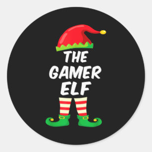 Gamer Elf Family Matching Funny Christmas Costume Classic Round Sticker