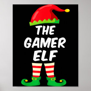 Gamer Elf Family Matching Funny Christmas Costume  Poster