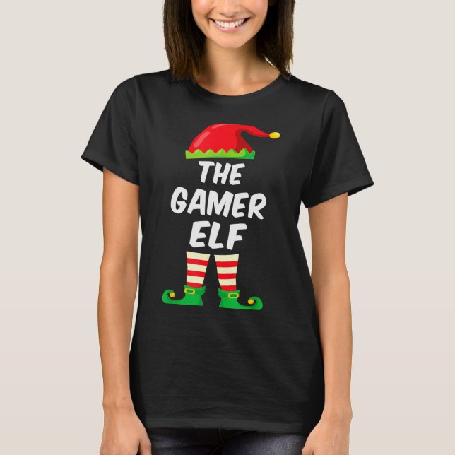 Gamer Elf Family Matching Funny Christmas Costume  T-Shirt (Front)