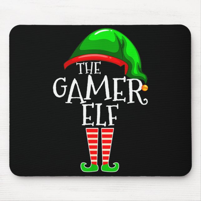 Gamer Elf Family Matching Group Christmas Video Ga Mouse Mat (Front)
