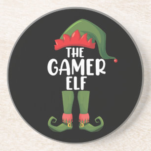 Gamer Elf Matching Family Christmas Gamer Coaster