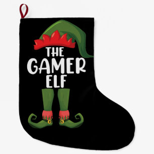 Gamer Elf Matching Family Christmas Gamer Large Christmas Stocking