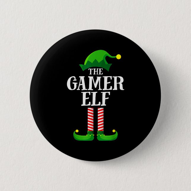 Gamer Elf Matching Family Group Christmas Party Py 6 Cm Round Badge (Front)