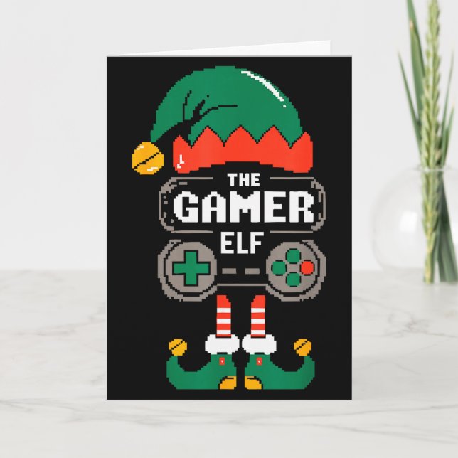 Gamer Elf Matching Family Group Christmas Party Py Card (Front)