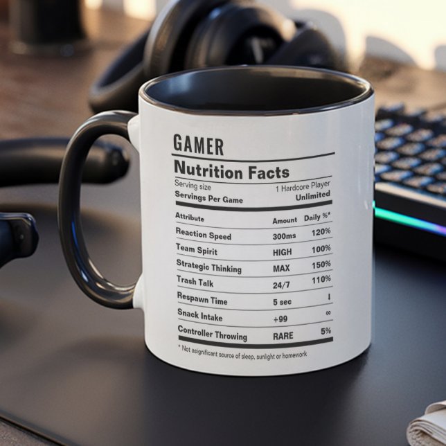 Gamer Facts Funny Gaming Black and White Simple Mug (Creator Uploaded)
