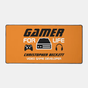 Gamer for Life, Video Game Developer, Designer Desk Mat