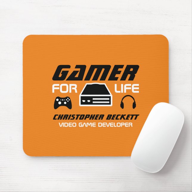 Gamer for Life, Video Game Developer, Designer Mouse Mat (With Mouse)