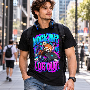 Gamer Funny Lock In or Log Out Humour Gen Z Slang T-Shirt