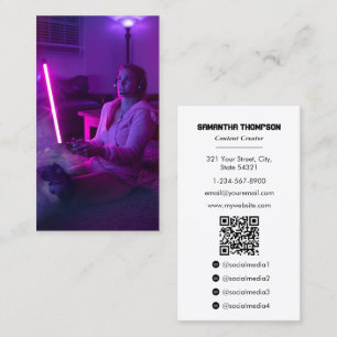 Gamer Game Tester Content Creator Full Photo Business Card