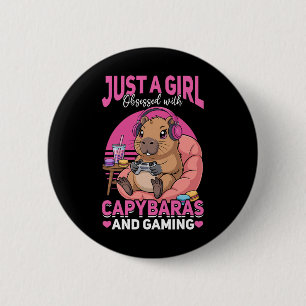Gamer Gaming Capyra Video Game 6 Cm Round Badge
