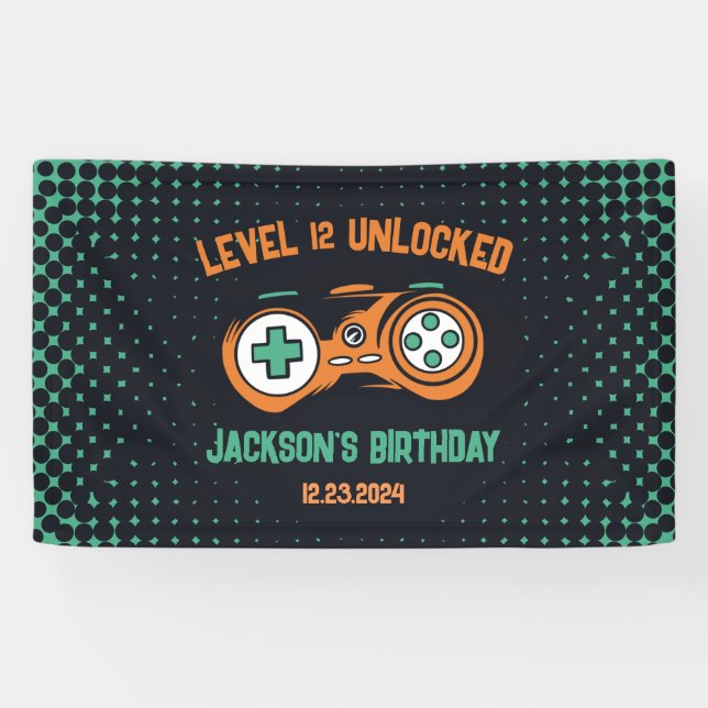 Gamer Gaming Level Unlocked Boys Birthday Party Banner (Horizontal)