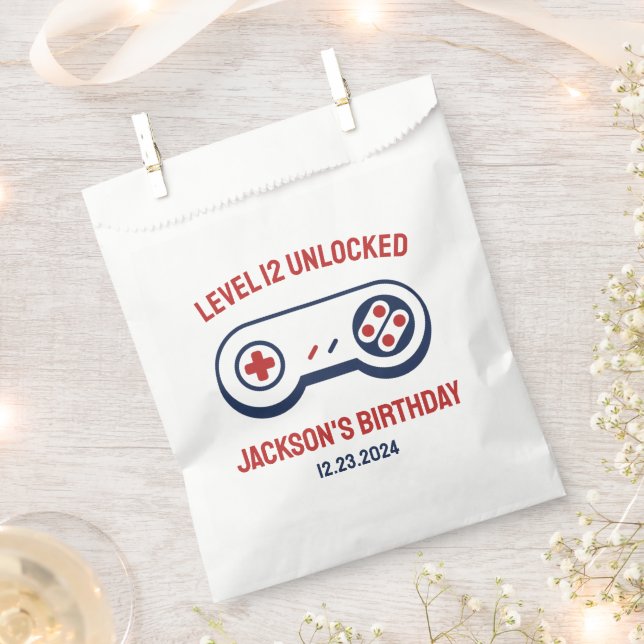 Gamer Gaming Level Unlocked Video Games Birthday Favour Bags (Clipped)