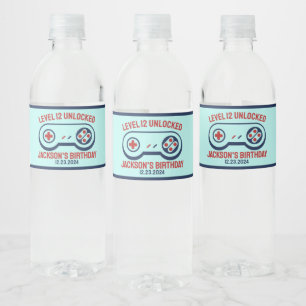 Gamer Gaming Level Unlocked Video Games Birthday Water Bottle Label