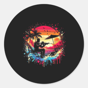 Gamer Gaming Vintage Retro Style Clic Cool Winter Classic Round Sticker