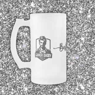 Gamer Geek Dad Happy Father's Day   Frosted Glass Beer Mug