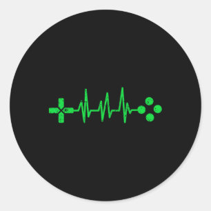 Gamer Geeks Heartbeat Gaming  Classic Round Sticker