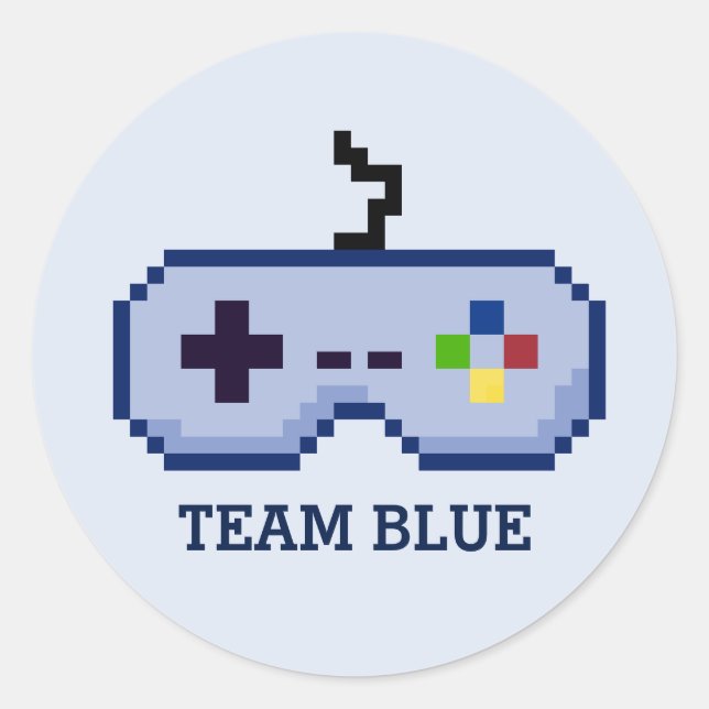 Gamer Gender Reveal Team Blue Stickers (Front)