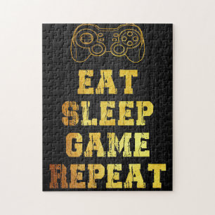 Gamer Gift   Eat Sleep Game Repeats Jigsaw Puzzle