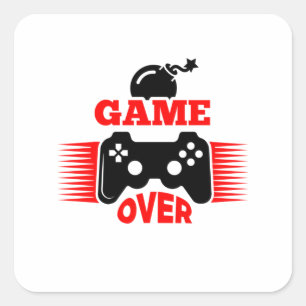 Gamer Gift Game Over Square Sticker
