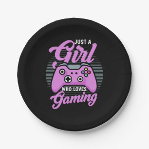 Gamer Gift   Just A Girl Who Loves Gaming Paper Plate