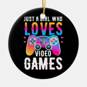 Gamer Gift   Just A Girl Who Loves Video Games Ceramic Tree Decoration