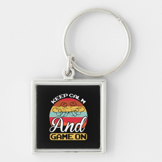 Gamer Gift Keep Calm And Game On Key Ring (Front)