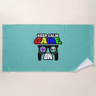 Gamer Gift Keep Calm Game On Beach Towel