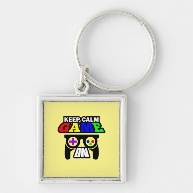 Gamer Gift Keep Calm Game On Key Ring (Front)