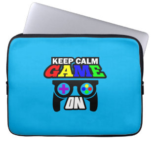 Gamer Gift Keep Calm Game On Laptop Sleeve