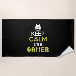 Gamer Gift Keep Calm I Am A Gamer Beach Towel