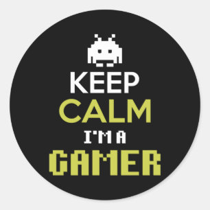 Gamer Gift Keep Calm I Am A Gamer Classic Round Sticker