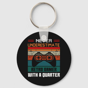 Gamer Gift Never Underestimate Retro Game Key Ring