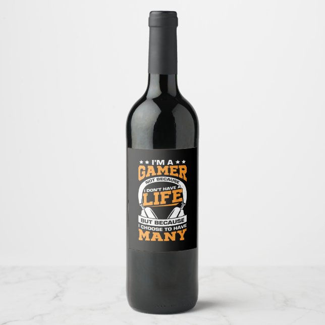 Gamer Gift | Proud I Am A Gamer Wine Label (Front)