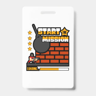 Gamer Gift Start The Mission ID Badge